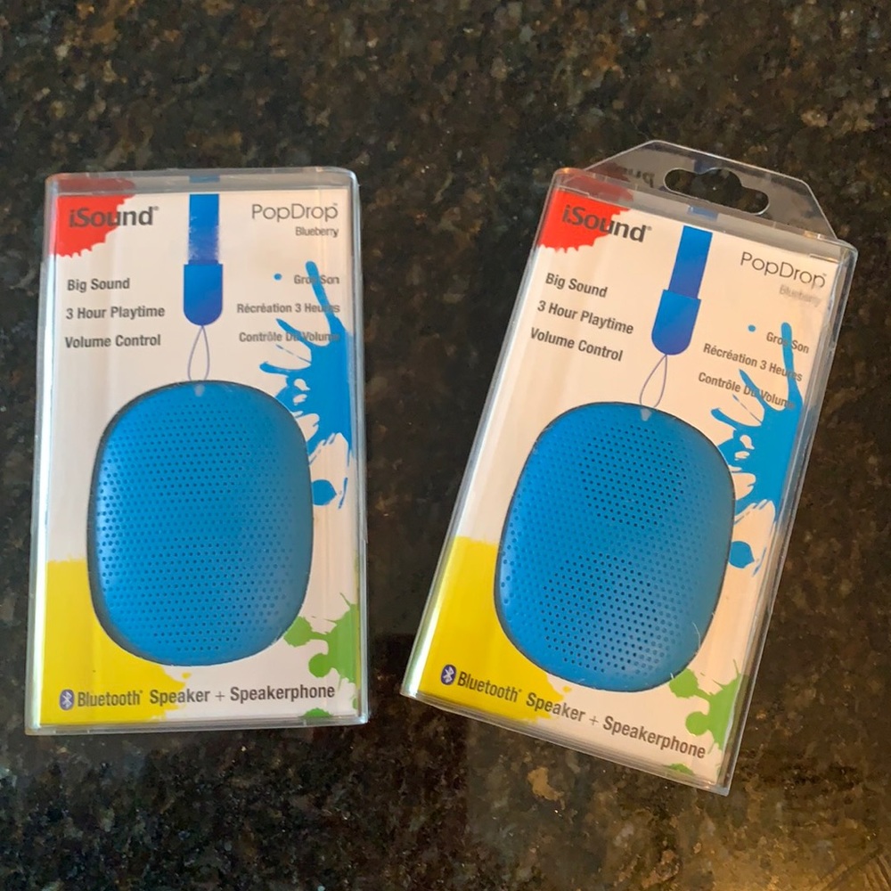 iSound Pop Drop.  Bluetooth speaker+speakerphone.  Blue,new in case